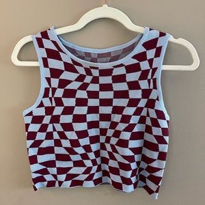 Psychedelic Checkered Knit Tank